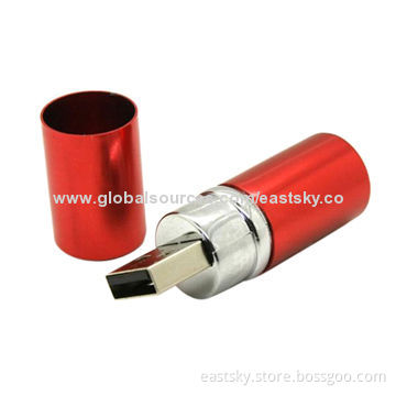 Metal Lipstick Flash Drive in Lipstick Design, with 64MB to 32GB Capacity, Waterproof, Dust-proof